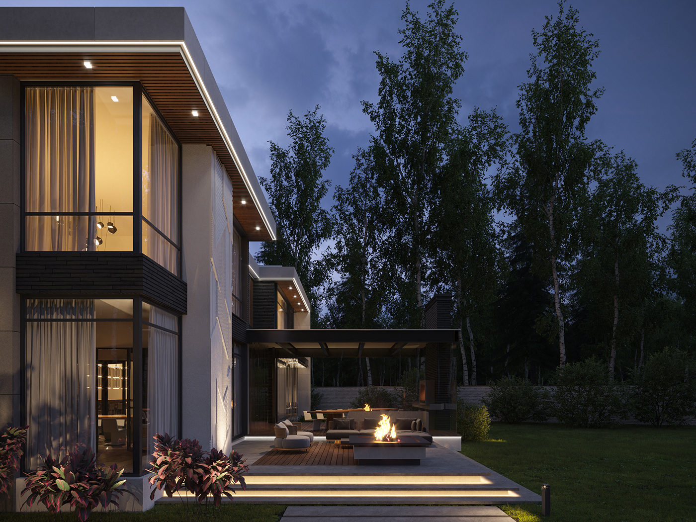 architecture exterior house interior design  luxury homes minimal modern Render visualization