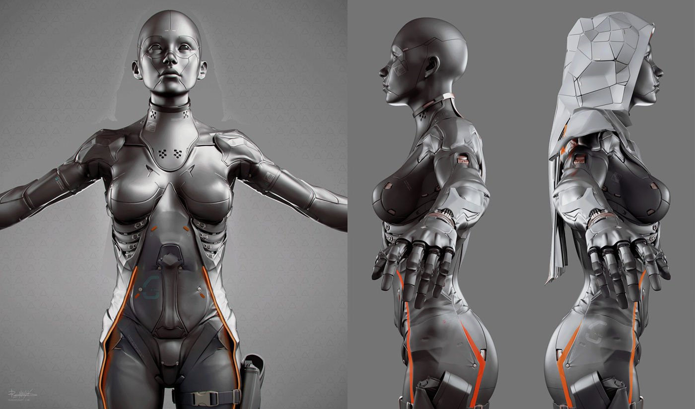 romanyukart characterdesign 3dcharacter Sniper vr recon Cyborg Render
