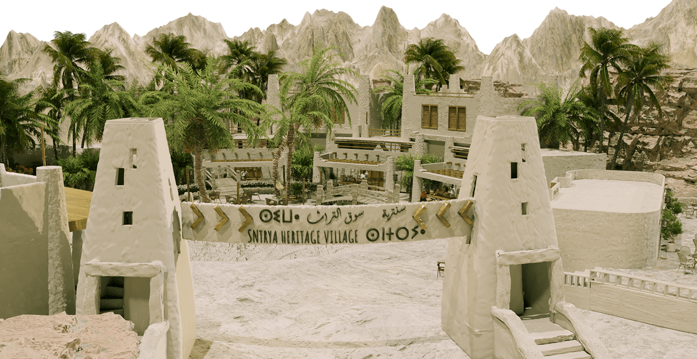 Siwa Oasis exterior design 3ds max modeling 3d corona render  heritage architecture Landscaping Design architecture siwa graduation project