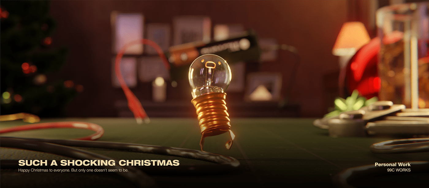 3D animation  battery bulb Chase Christmas Holiday motion graphics  run xmas