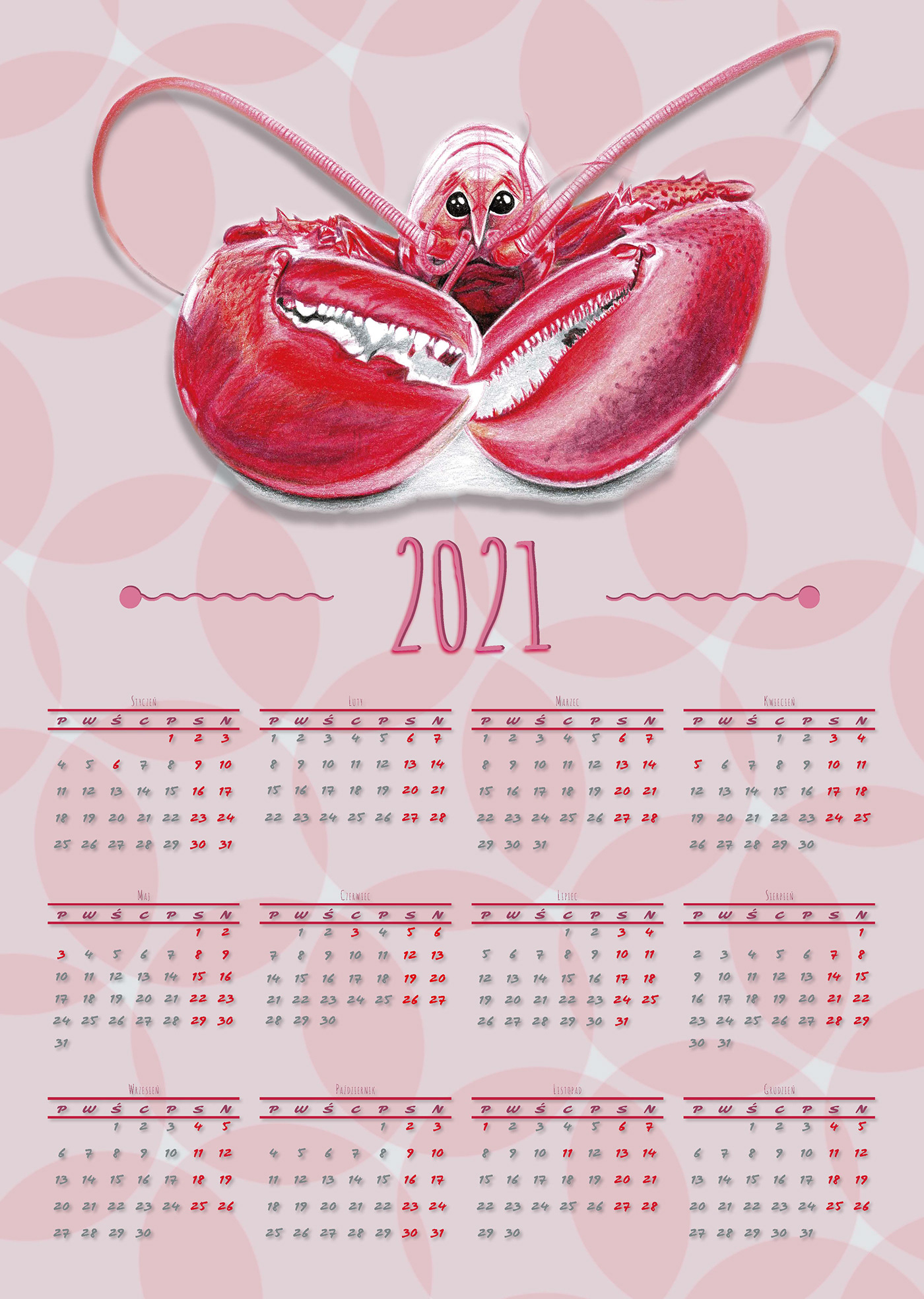 calendary Drawing  elephant hamster homar
