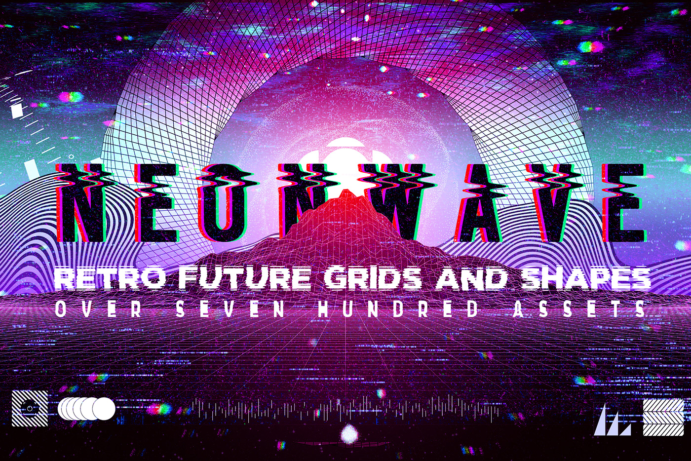 80s electro FUTURISM geometric Glitch grid neon Retro retrowave vaporwave