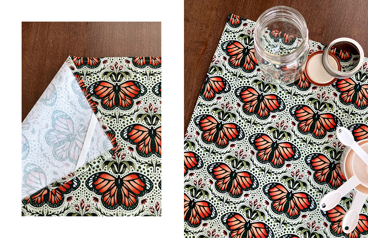 orange butterfly tea towels
