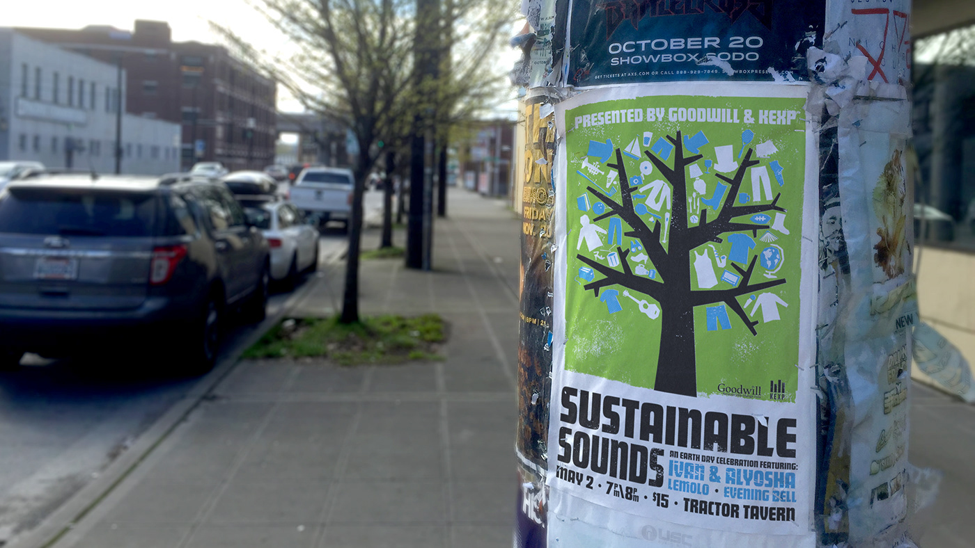 concert donation earth day goodwill kexp music poster screenprint seattle Sustainable