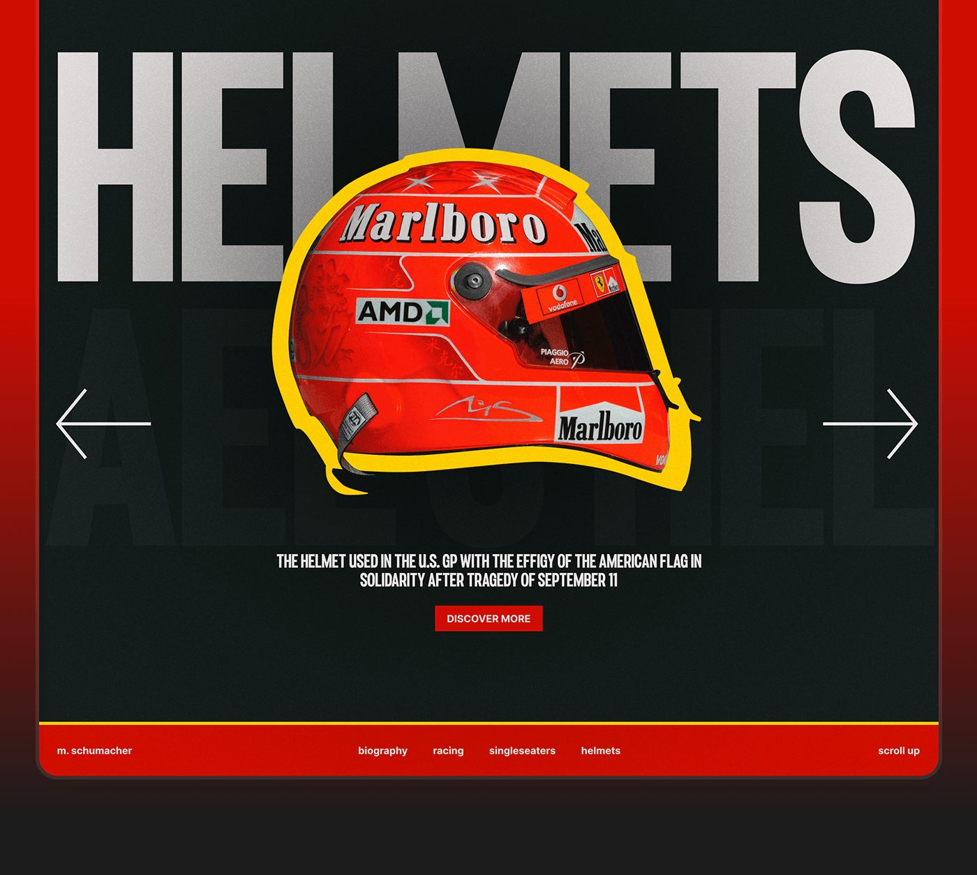 design landing page Formula 1 FERRARI car Web Design  UI/UX Figma ui design Michael Schumacher