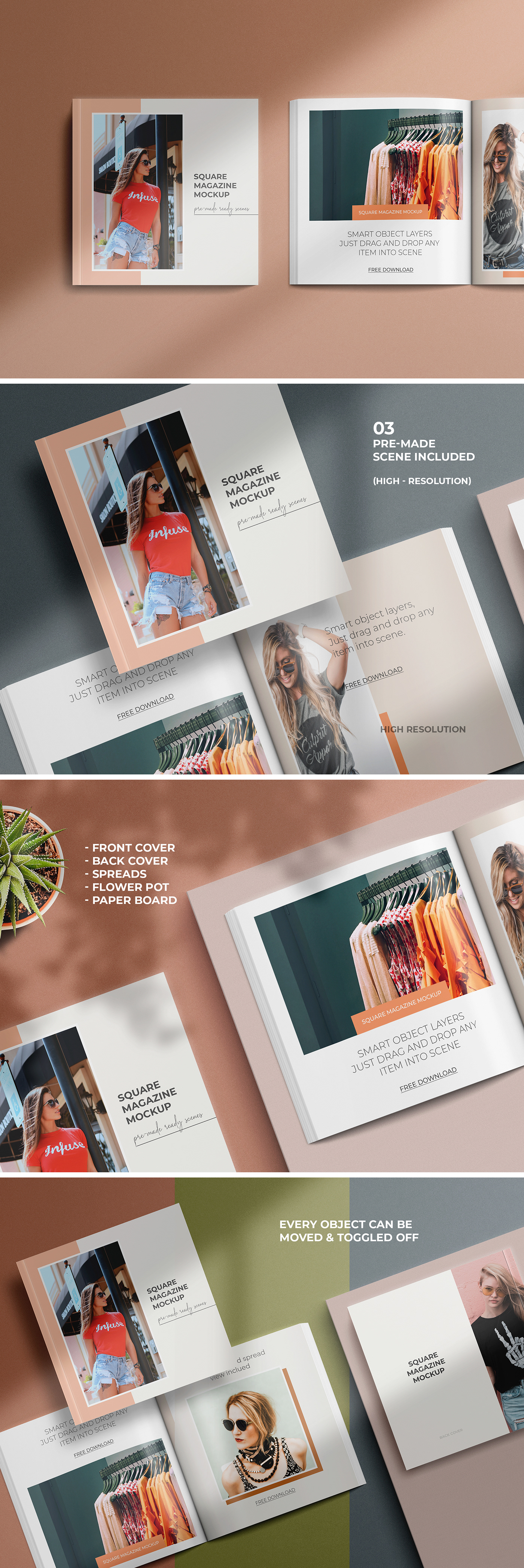 square magazine mockup Magazine mocup Free Magazine Mockup free square magazine free mockup  free editorial mockup free book mockup square mockup psd mockup