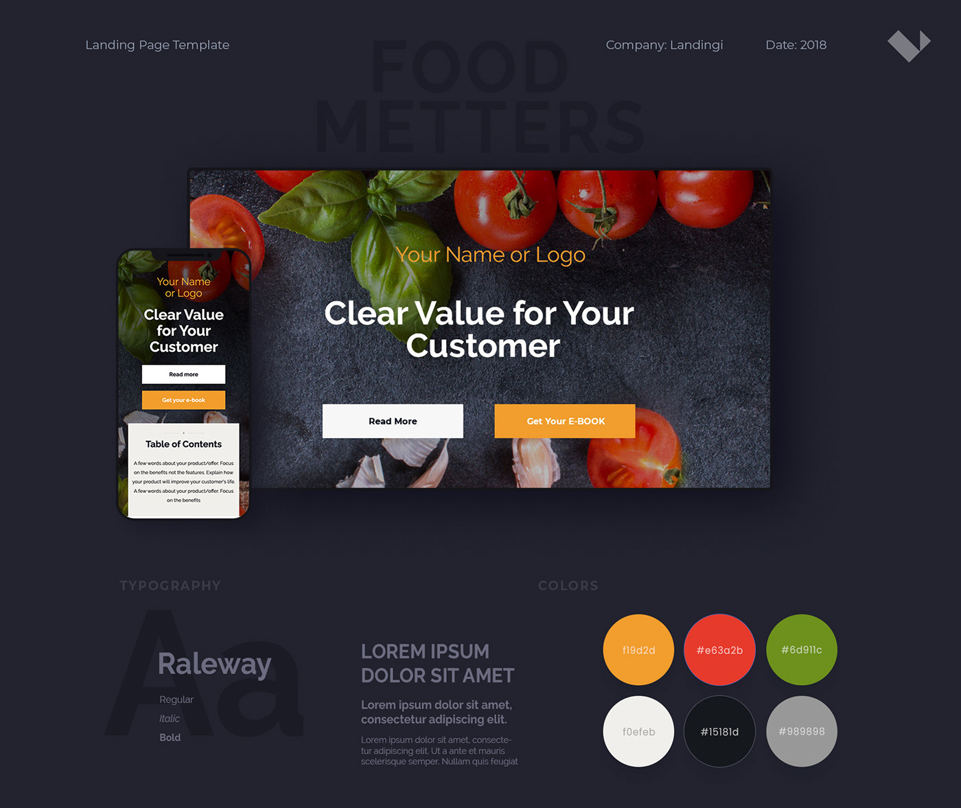 colorful ebook Food  landing page Layout restaurant vegetables Web Design  Website Website Design