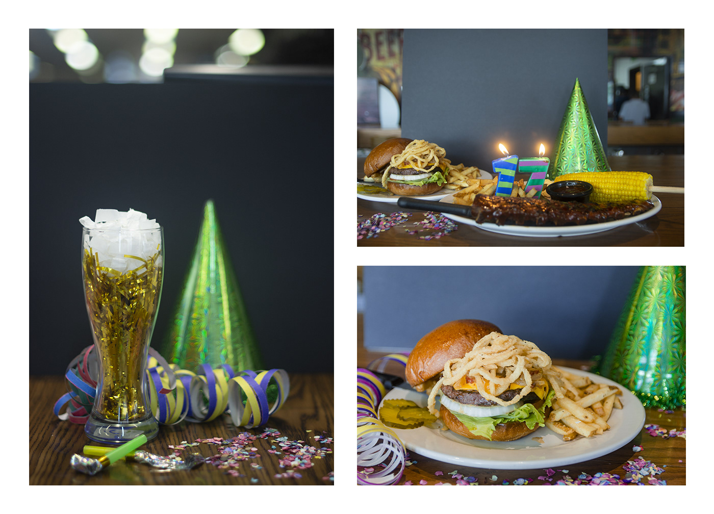 restaurant food photography anniversary editorial design  design graphic design  beer burger