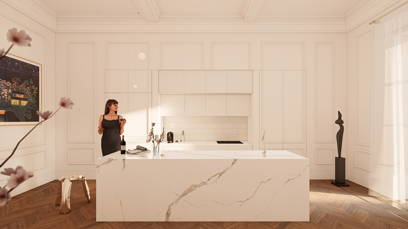 interior design  architecture Render visualization 3D archviz kitchen kitchen design