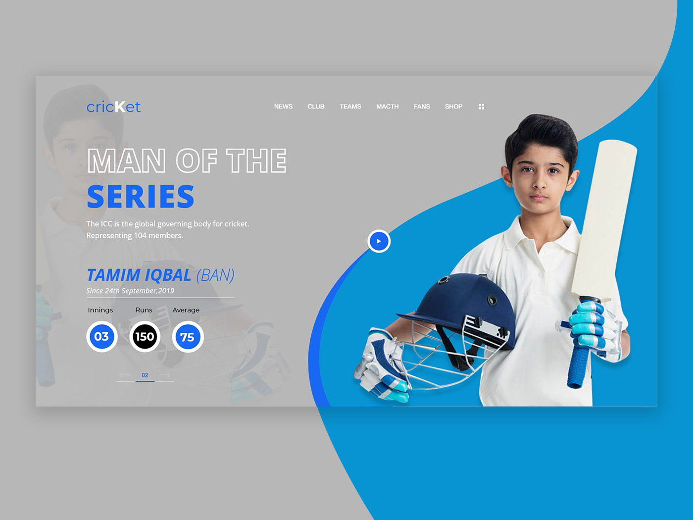 Header Cricket cricket landing page sports header