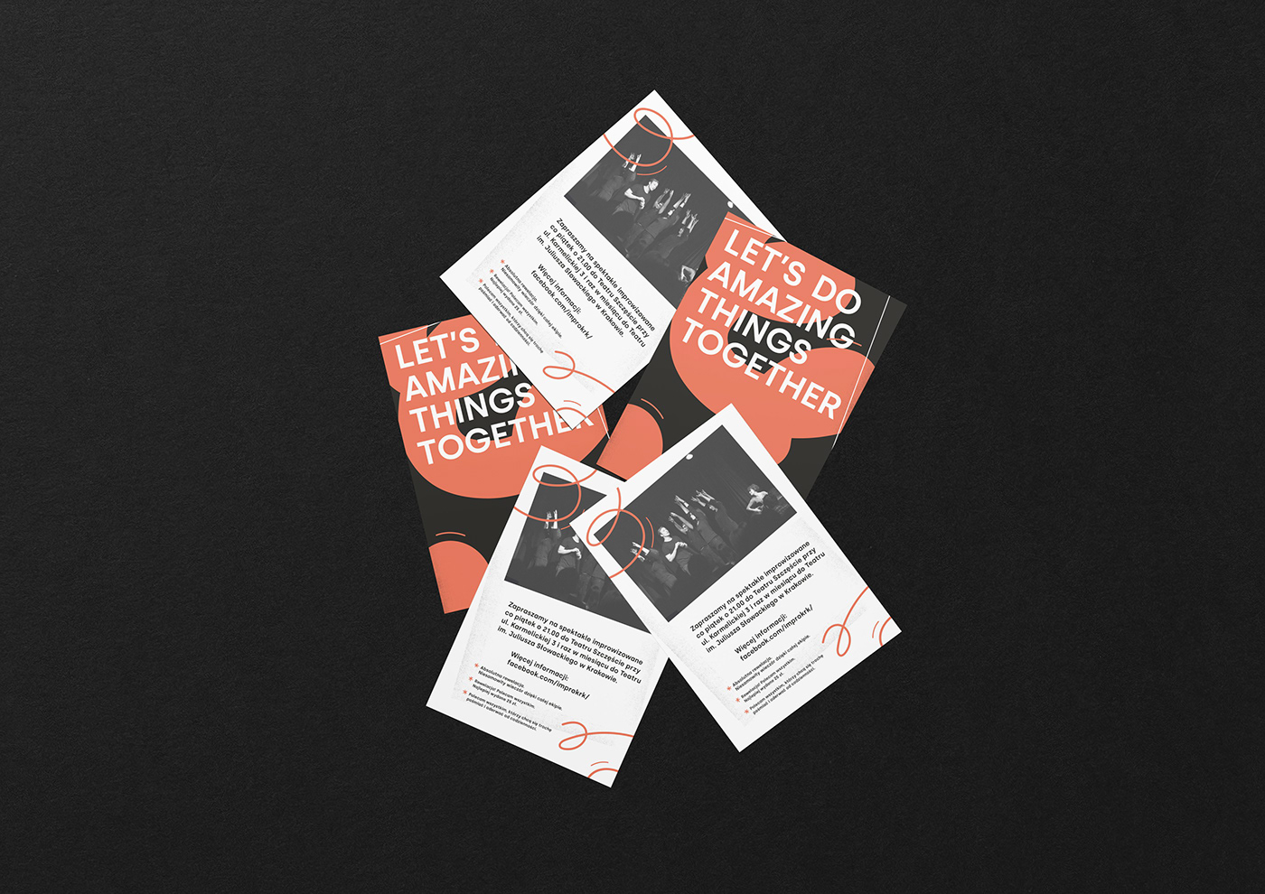 brand Theatre rebranding improvisation poster Layout campaign brochure visual identity Stationery