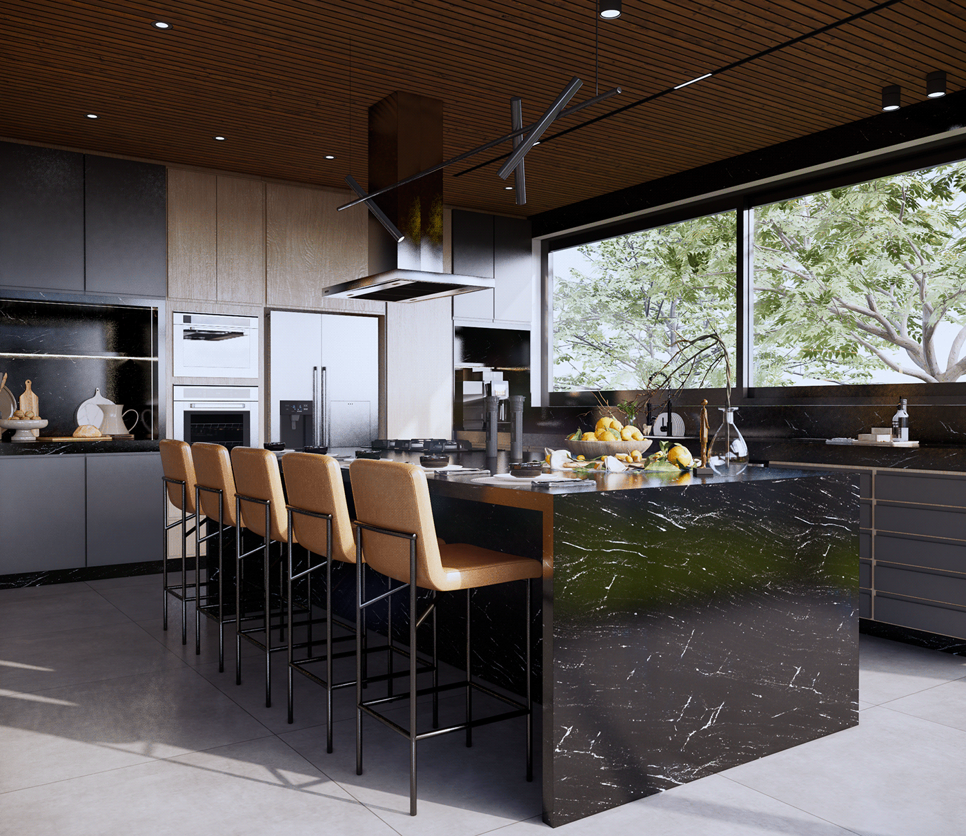 dinner cozinha kitchen Brasil interior design  enscape wood concrete architecture floresta