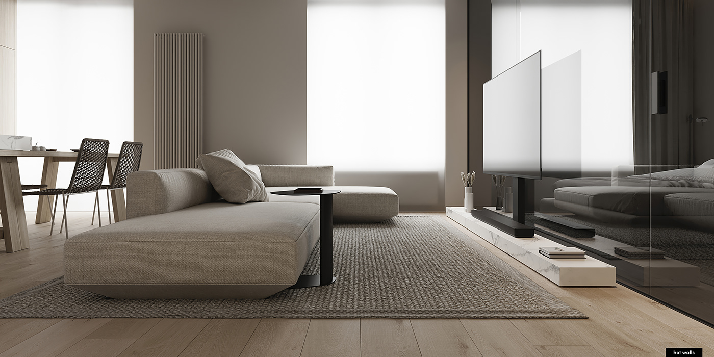 design kitchen livingroom minimal modern wood