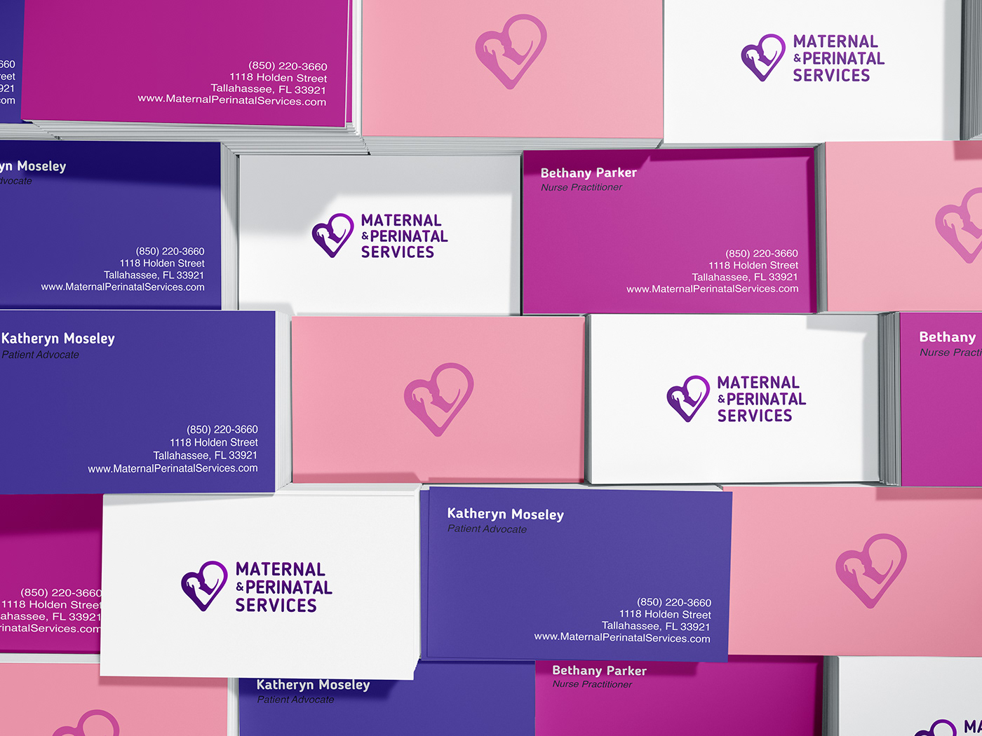 Maternal And Perinatal Services business card design.