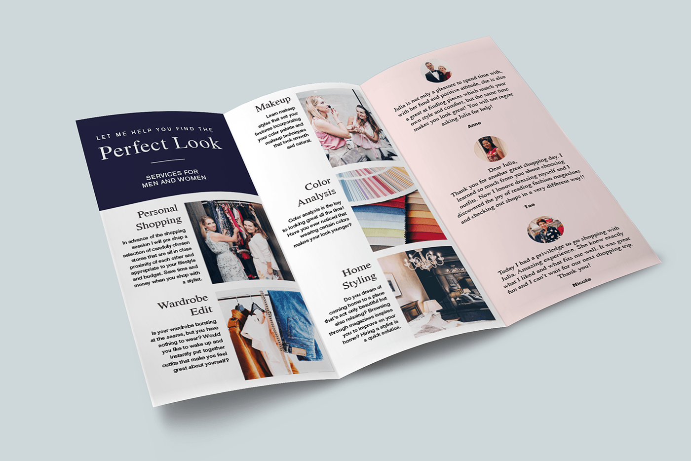 Fashion  stylist branding  design classy clean feminine pdf brochure design