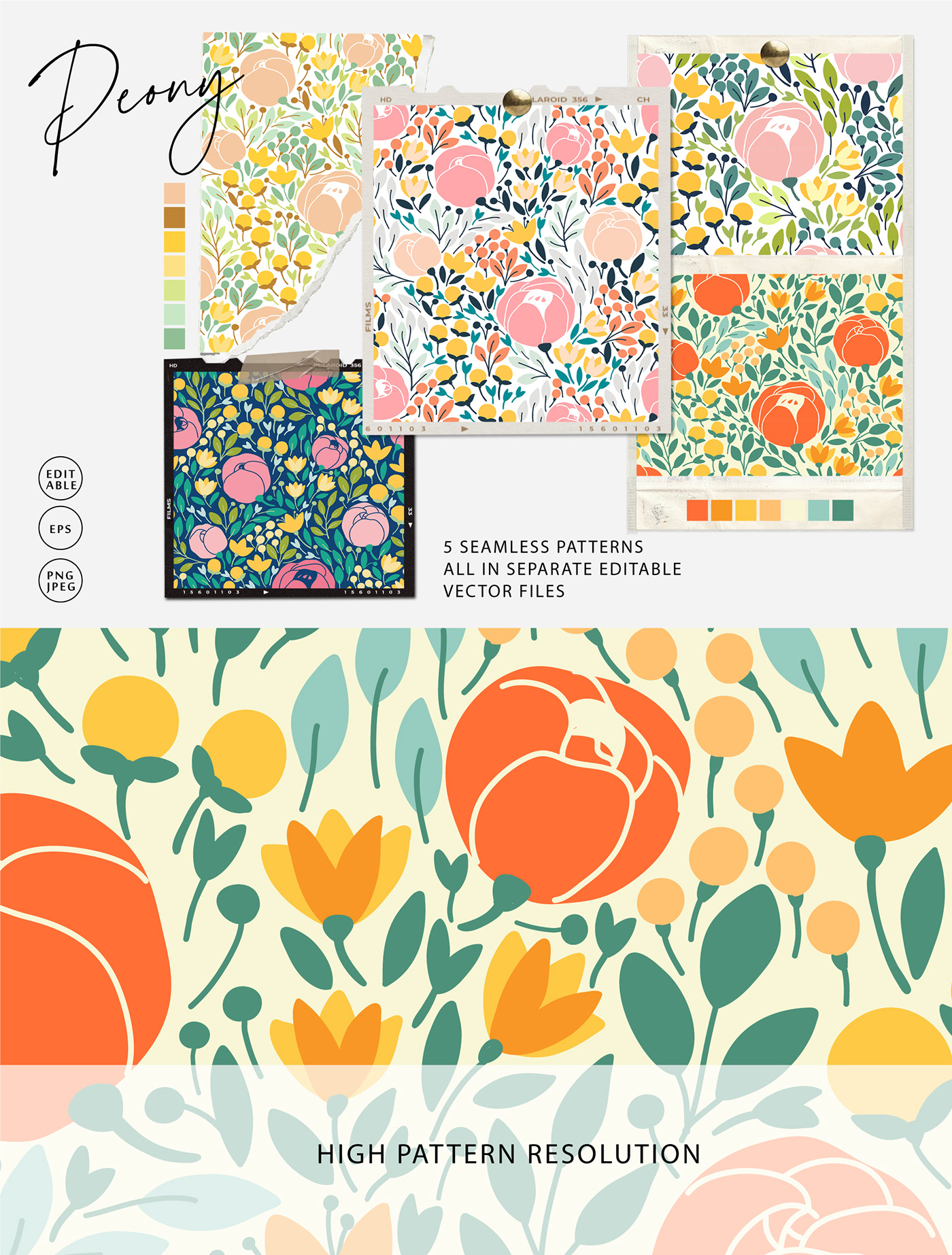 design digital floral flower for sale pattern peony seamless surface vector