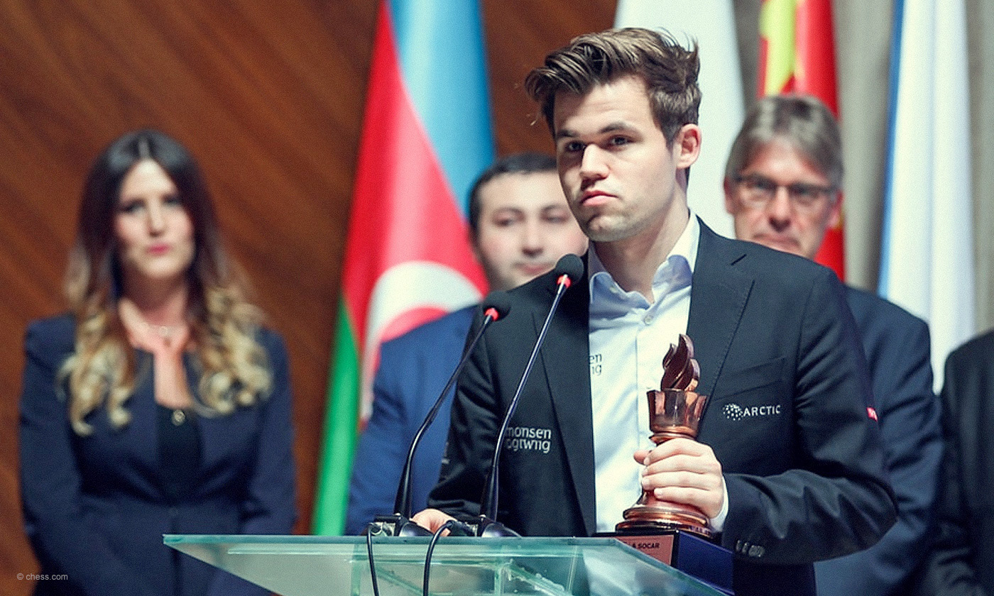 trophy chess shamkir magnus carlsen rook flame fire bronze metal