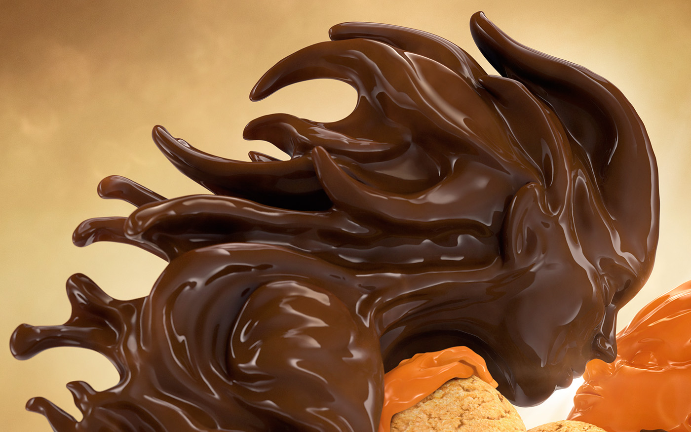 luminous creative imaging CGI 3D caramel loves chocolate fluids dynamics fedde souverein