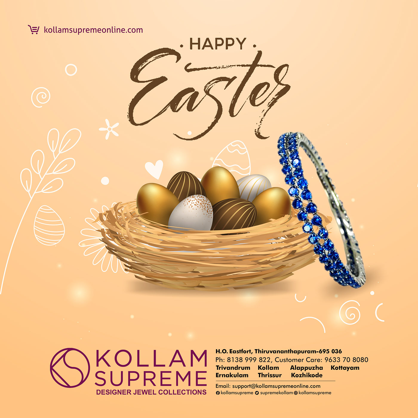 happy Easter egg bunny ornaments one gram jewellery online