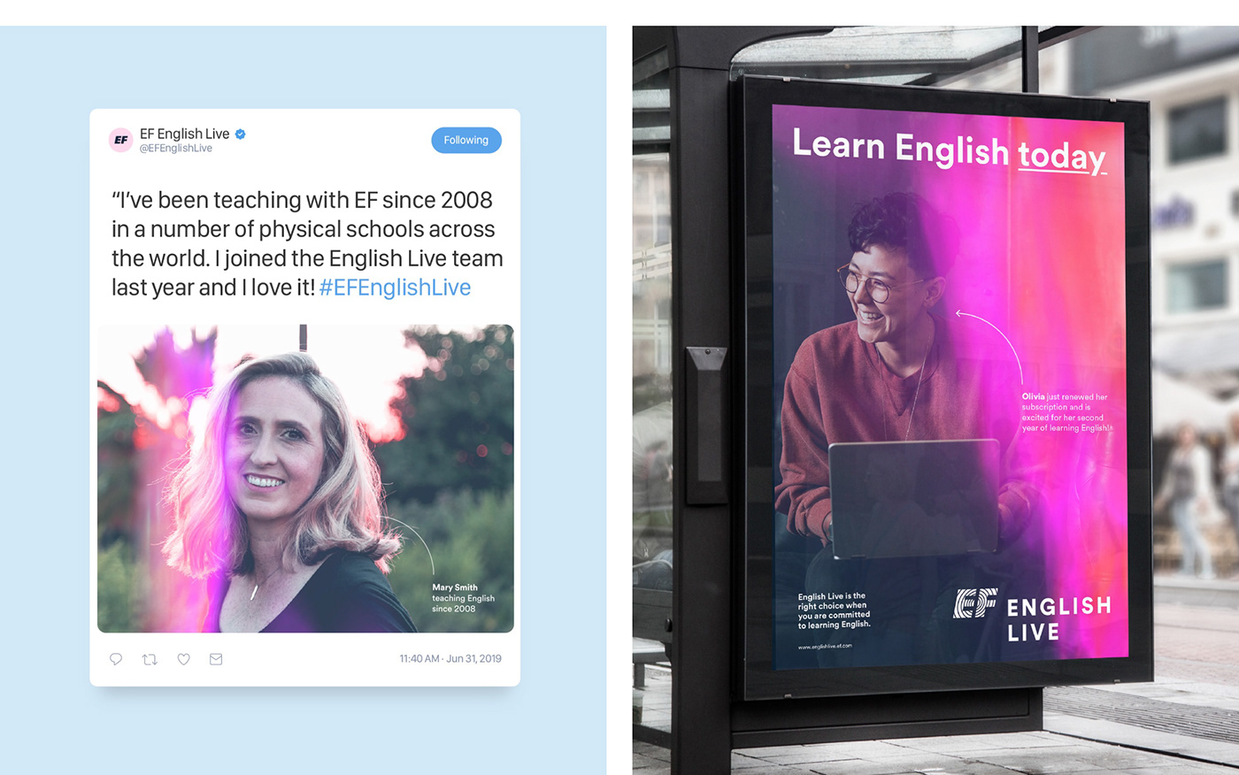 Analogue branding  English Live language learning Photography  Responsive