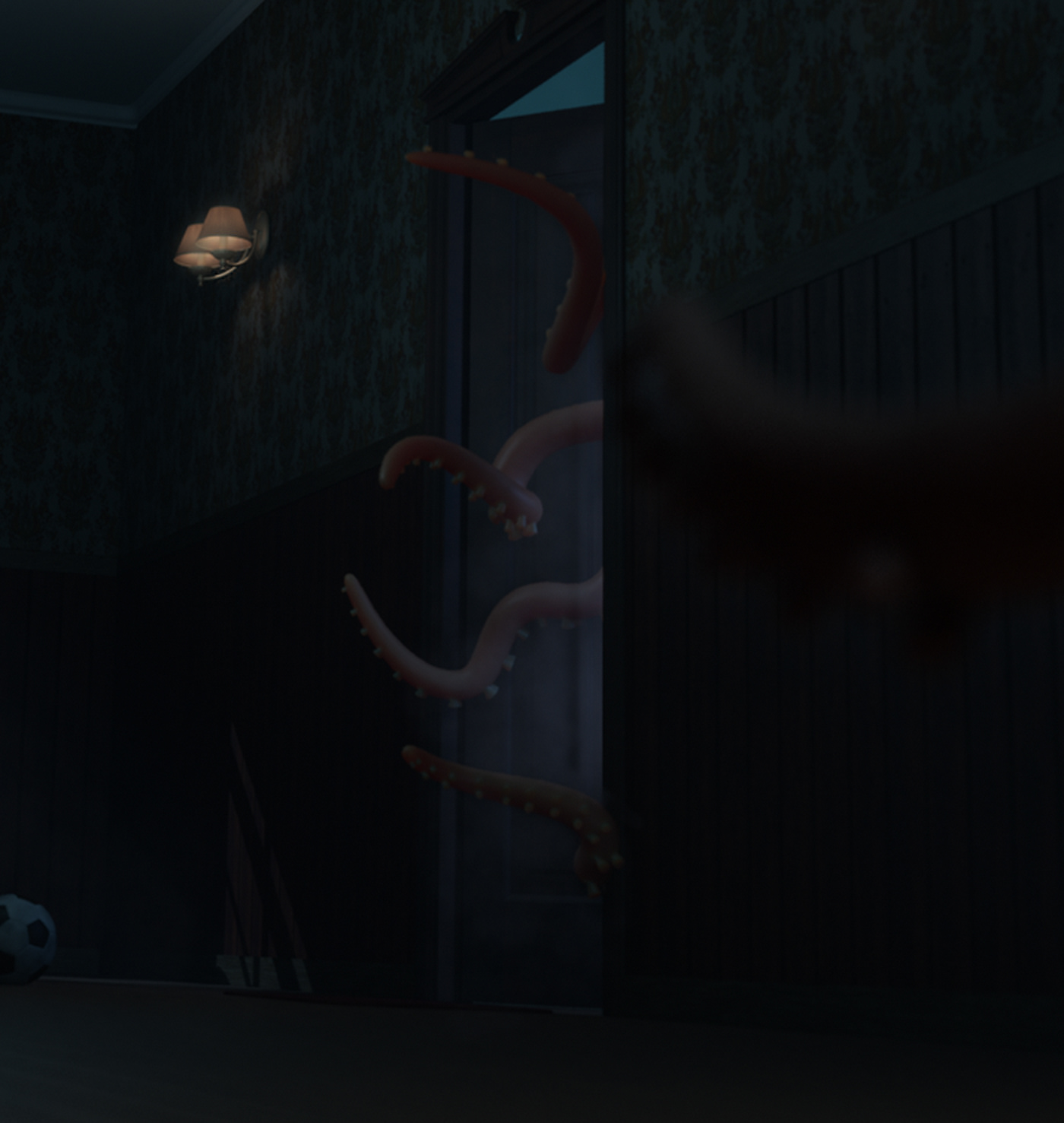 3D arnold c4d CGI consept design ILLUSTRATION  night octopus