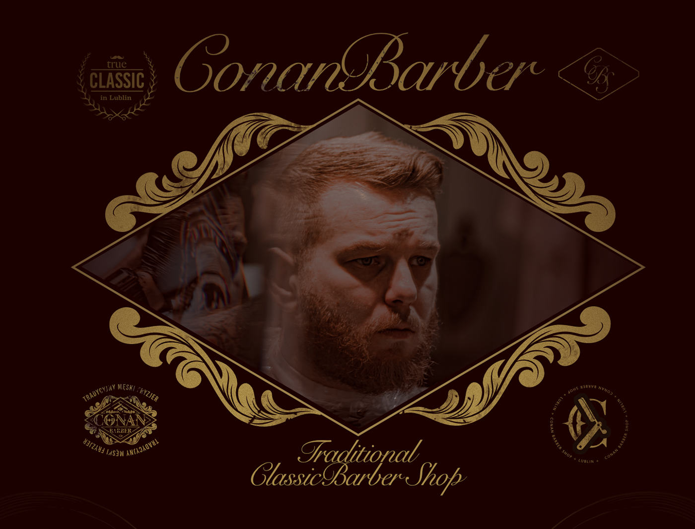 Logo Design logo barber barber shop Blade lettering vintage branding  lublin