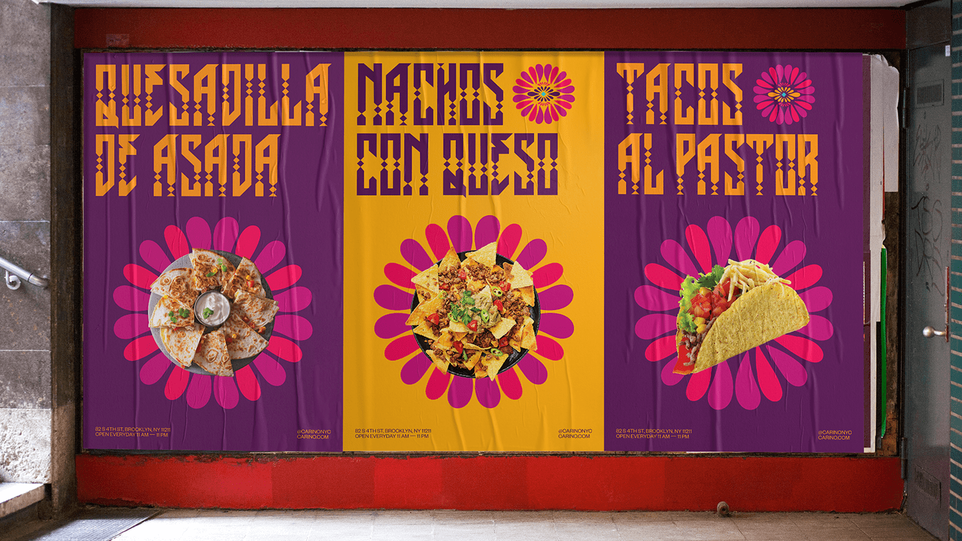 cariño Restaurant Branding branding  Logotype mexican restaurant Restaurant Identity custom type mexico Packaging Restaurant Icon