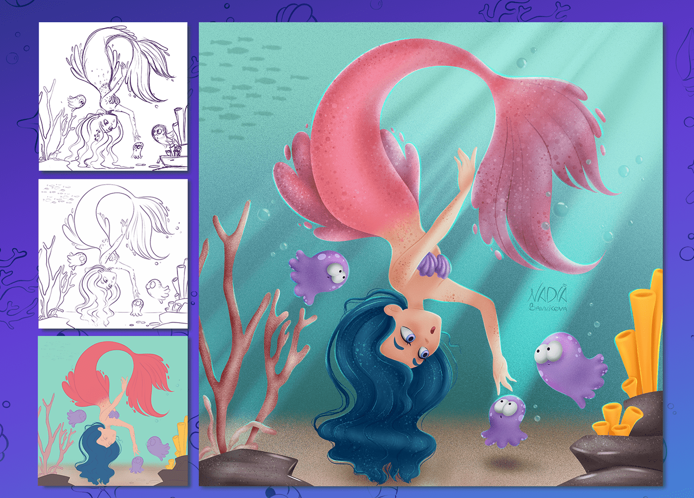 sketch digital illustration mermaid illustration