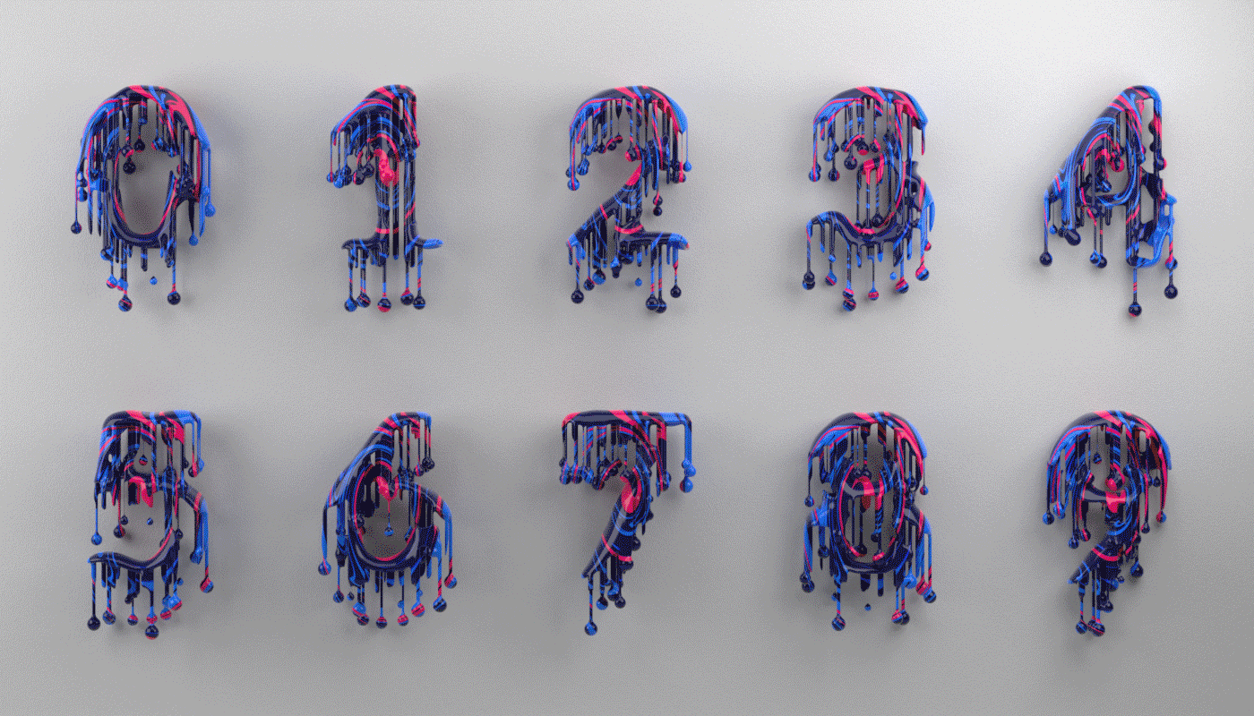 36 days of type cinema4d houdini type letters numbers octane modeling texturing experimental