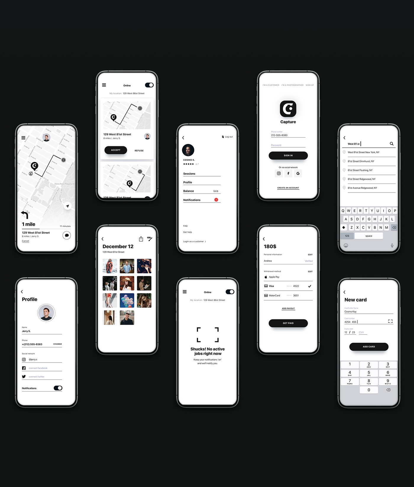 capture Uber app design interactive dark photo photographer