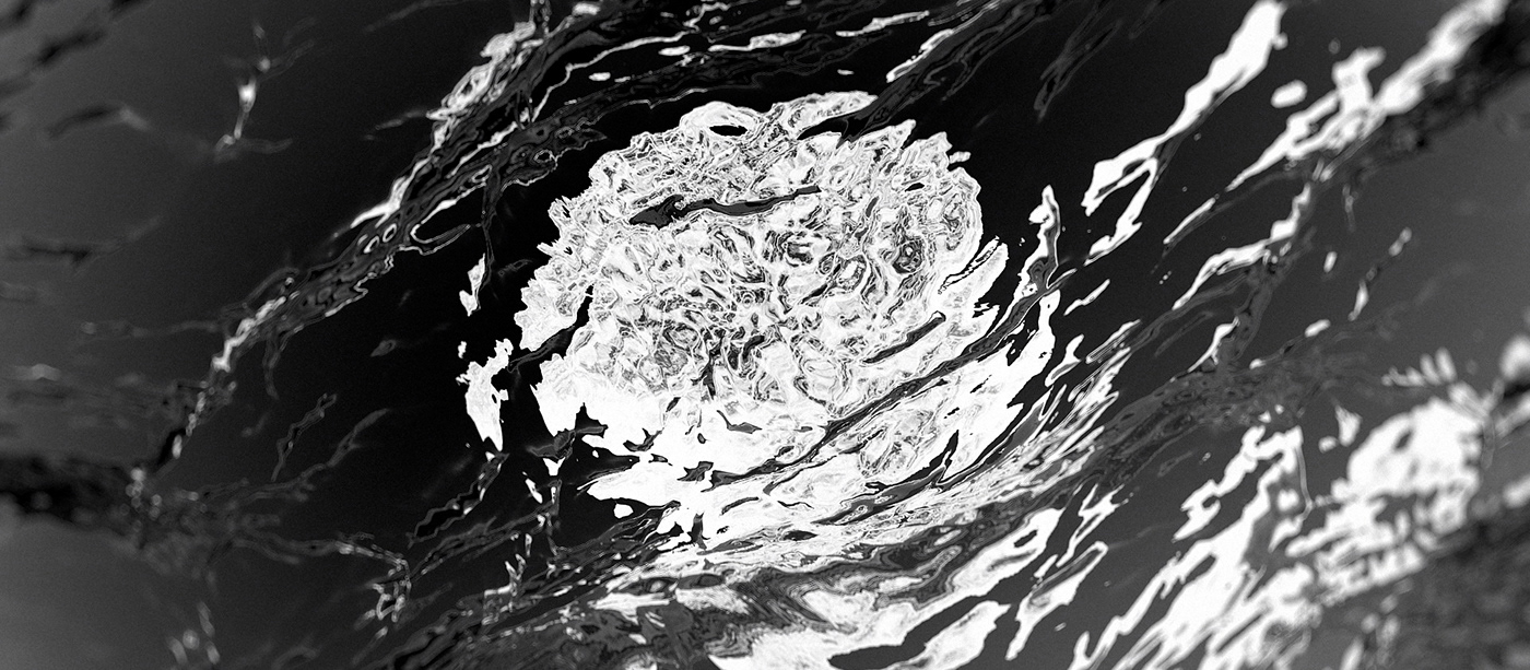 3D abstract animation  black and white disintegration experimental Landscape light monochrome music video
