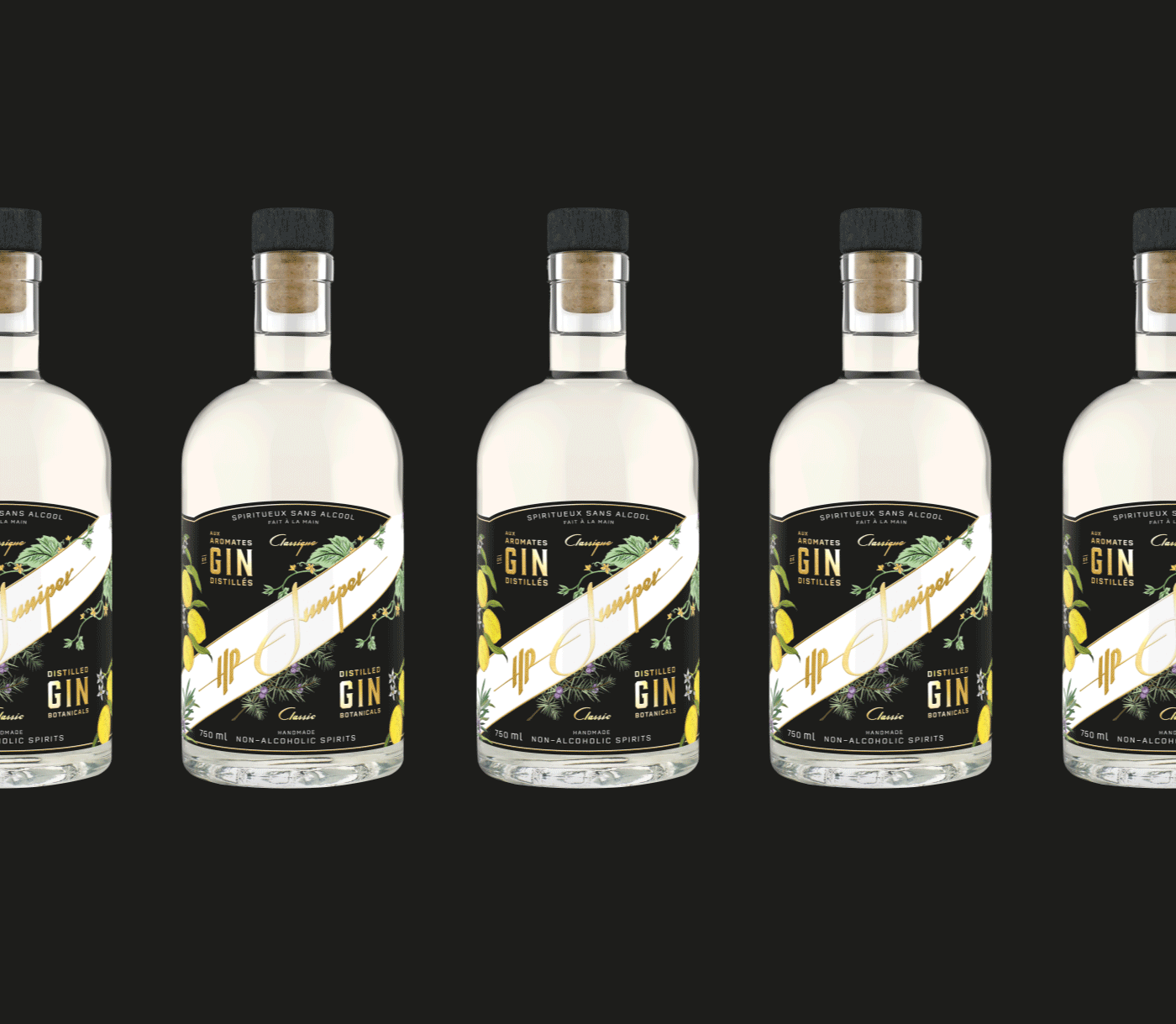 ad ad campaign after effects black brand gin gin bottle gold hp juniper motion design