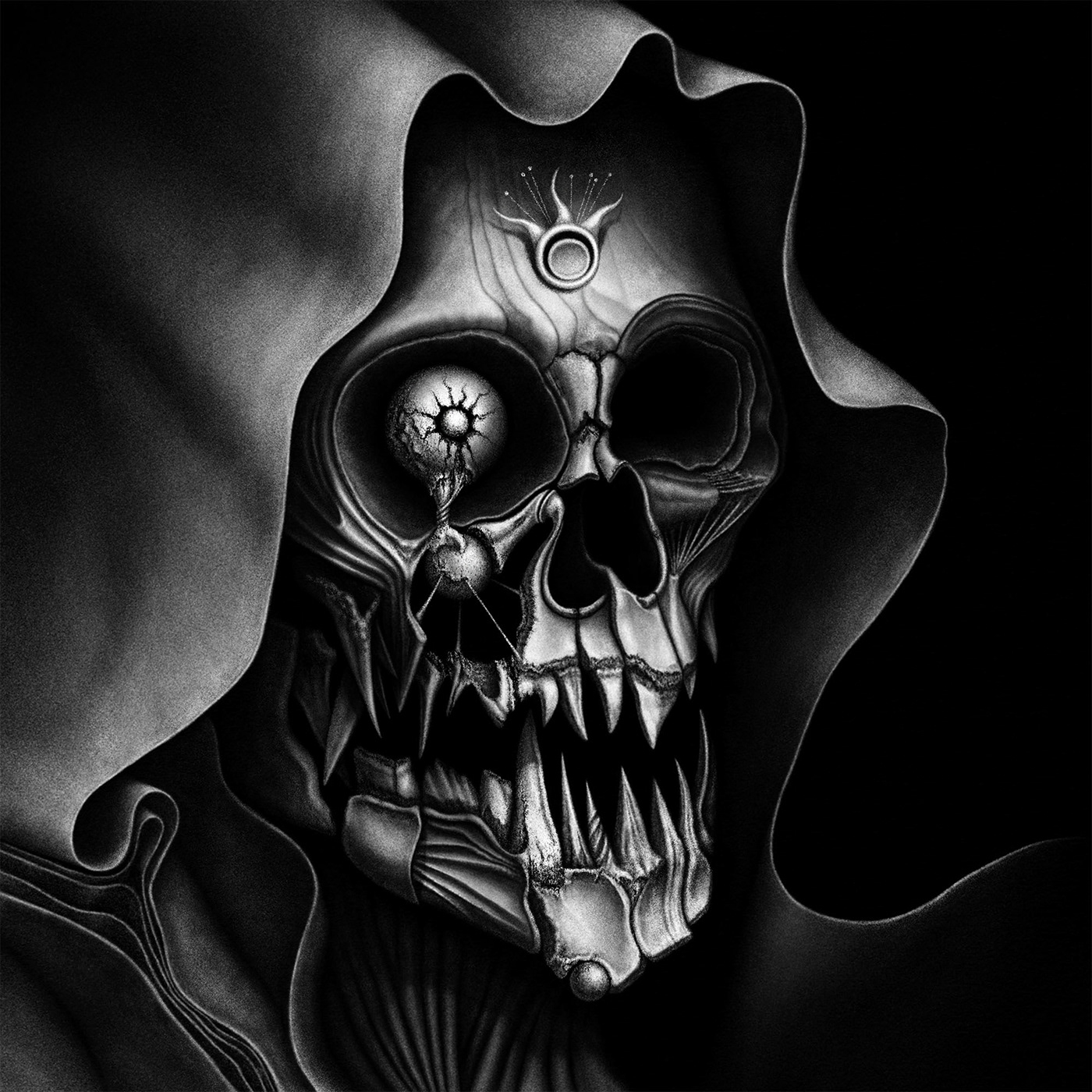 caracter design Digital Art  Drawing  fantasy Halloween horror Scary skull