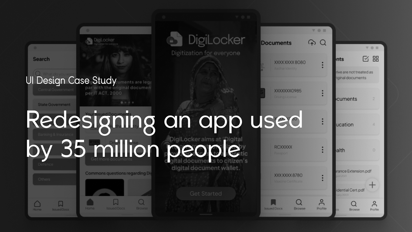 app design Case Study digilocker Figma interface design Mobile app redesign ui design UI/UX user interface