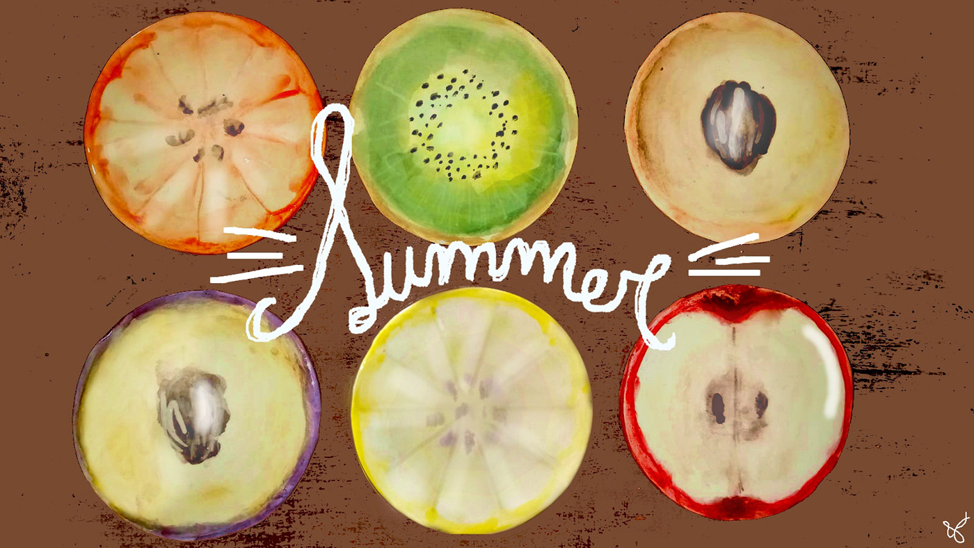 verano summer frutas fruits krita Gimp ceramic craft circle state