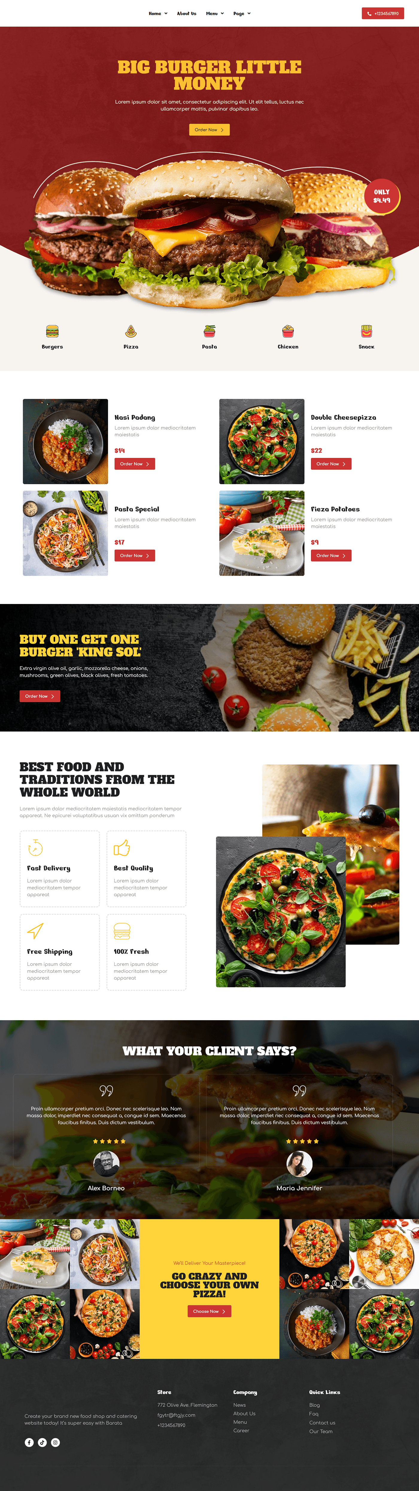 Website Design Restaurant Website Service Website Blog website landing page design Responsive Design Fast food website