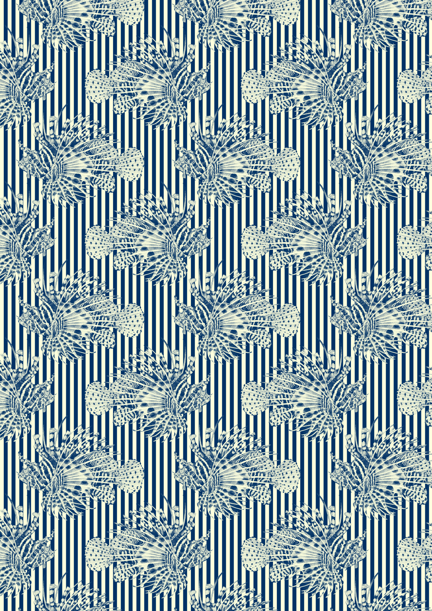print pattern Ocean sea fish manta ray seashell fabric wallpaper