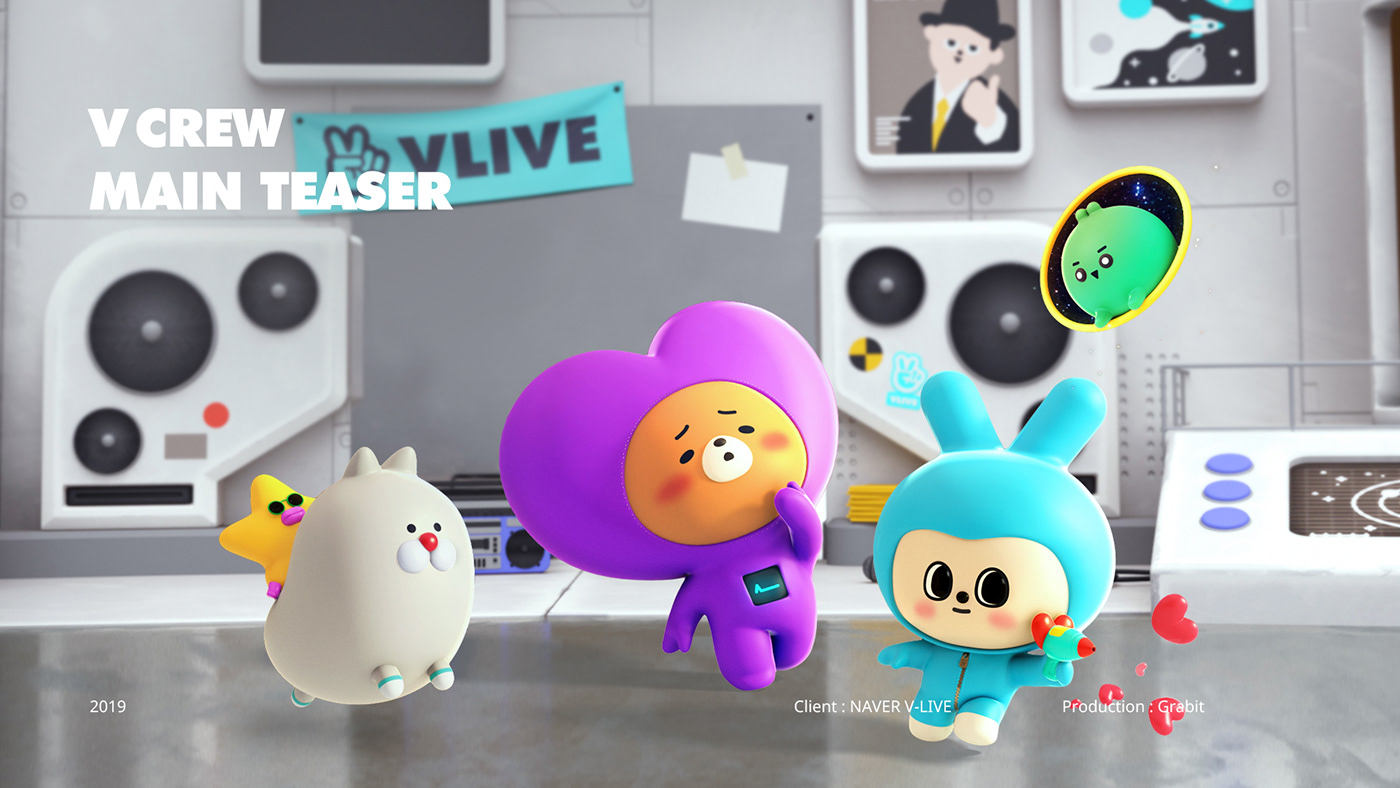 캐릭터 v live V crew Character Idol animation  Promotion teaser cute NAVER