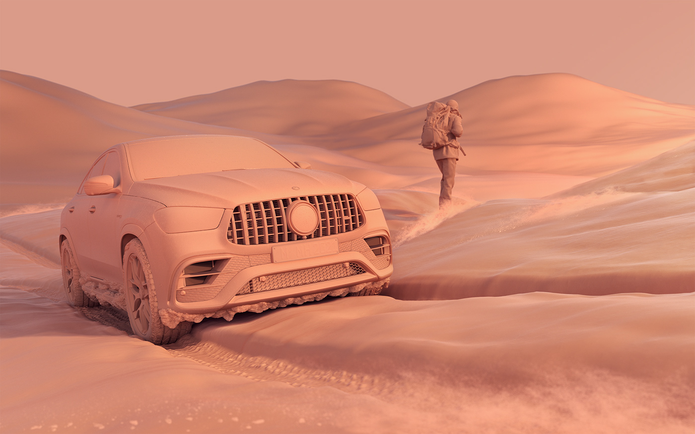 AMG car CGI mercedes suv automotive   Offroad snow Nature winter