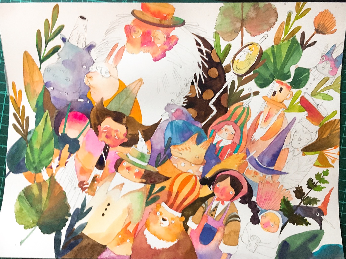 ILLUSTRATION  art characters gouache children's book children's art colorful crowded handdrawing