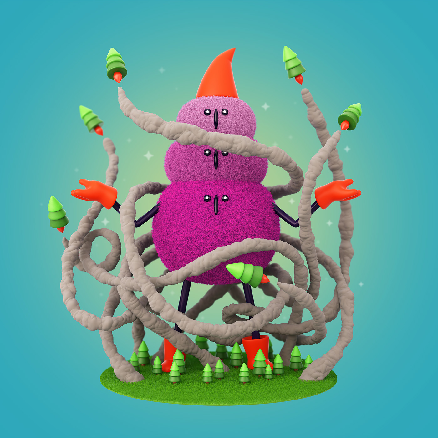 3D 3D Character artwork Character design  color fluffy ILLUSTRATION  Nature toy design  Wizards