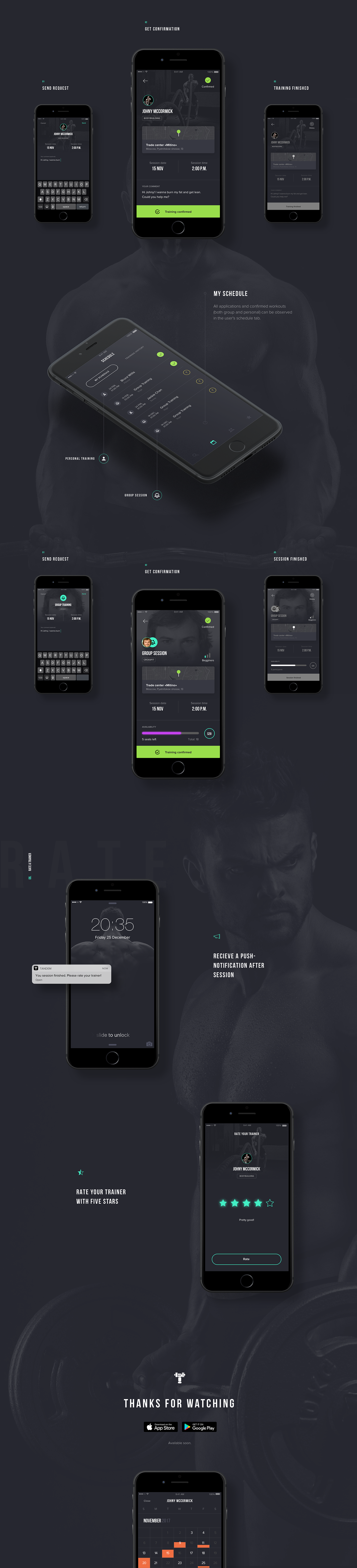 sport app ios UI/UX train black Marketplace
