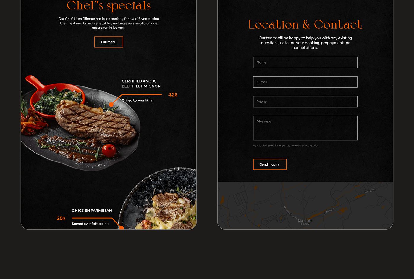 redesign website restaurant Steakhouse grill UI/UX