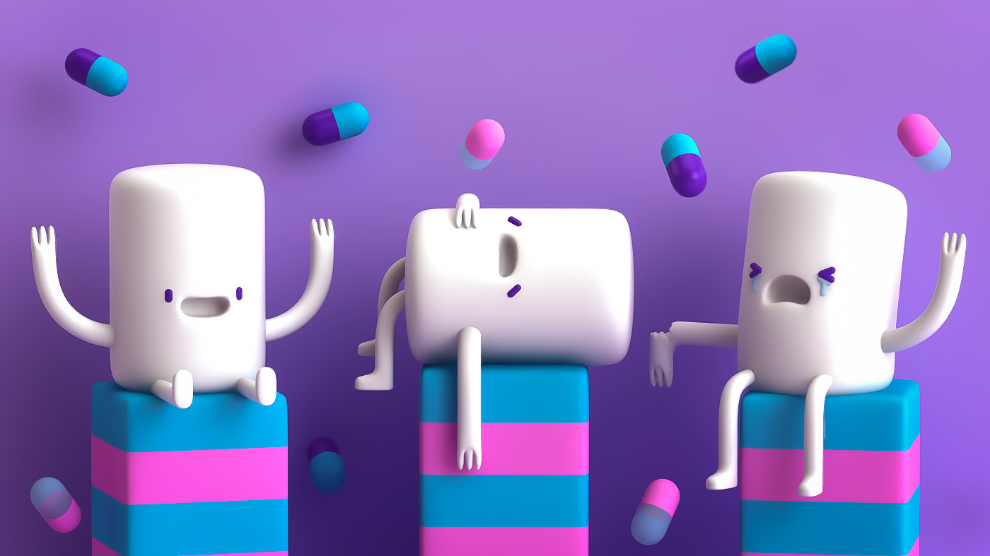 marshmallow malvaviscos 3D characters cinema 4d 3D Characters design photoshop ILLUSTRATION 