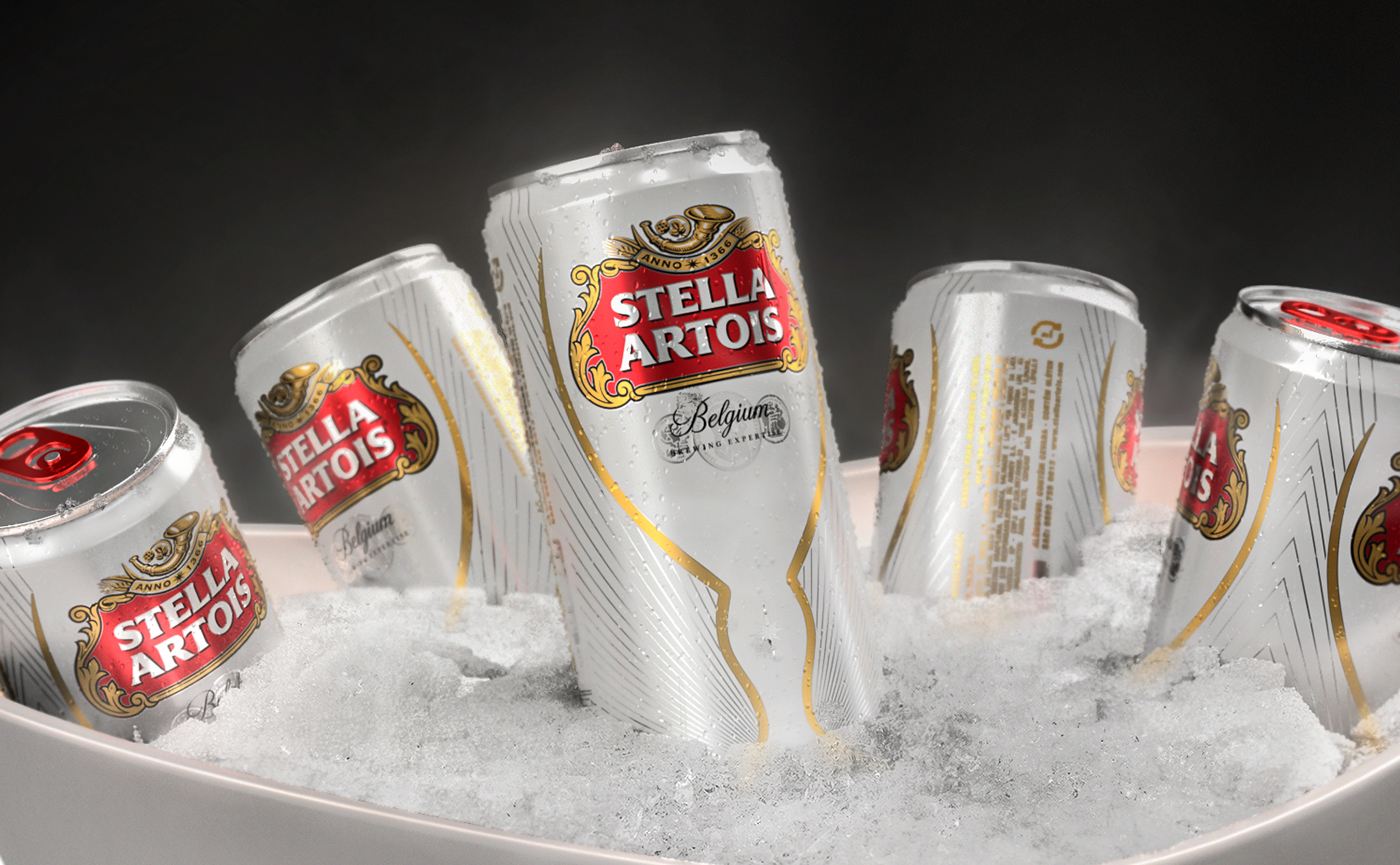 beer Stella artois can packeging gelada gelo ice lata