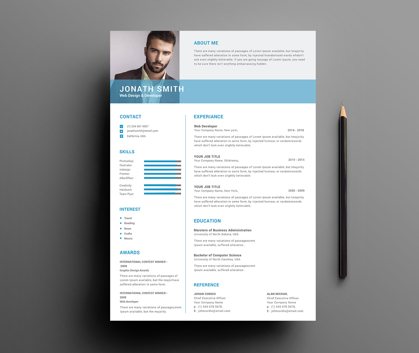 CV Resume resume tamplate MALE RESUME Free Resume a4 size clean resume modern professional cover letter