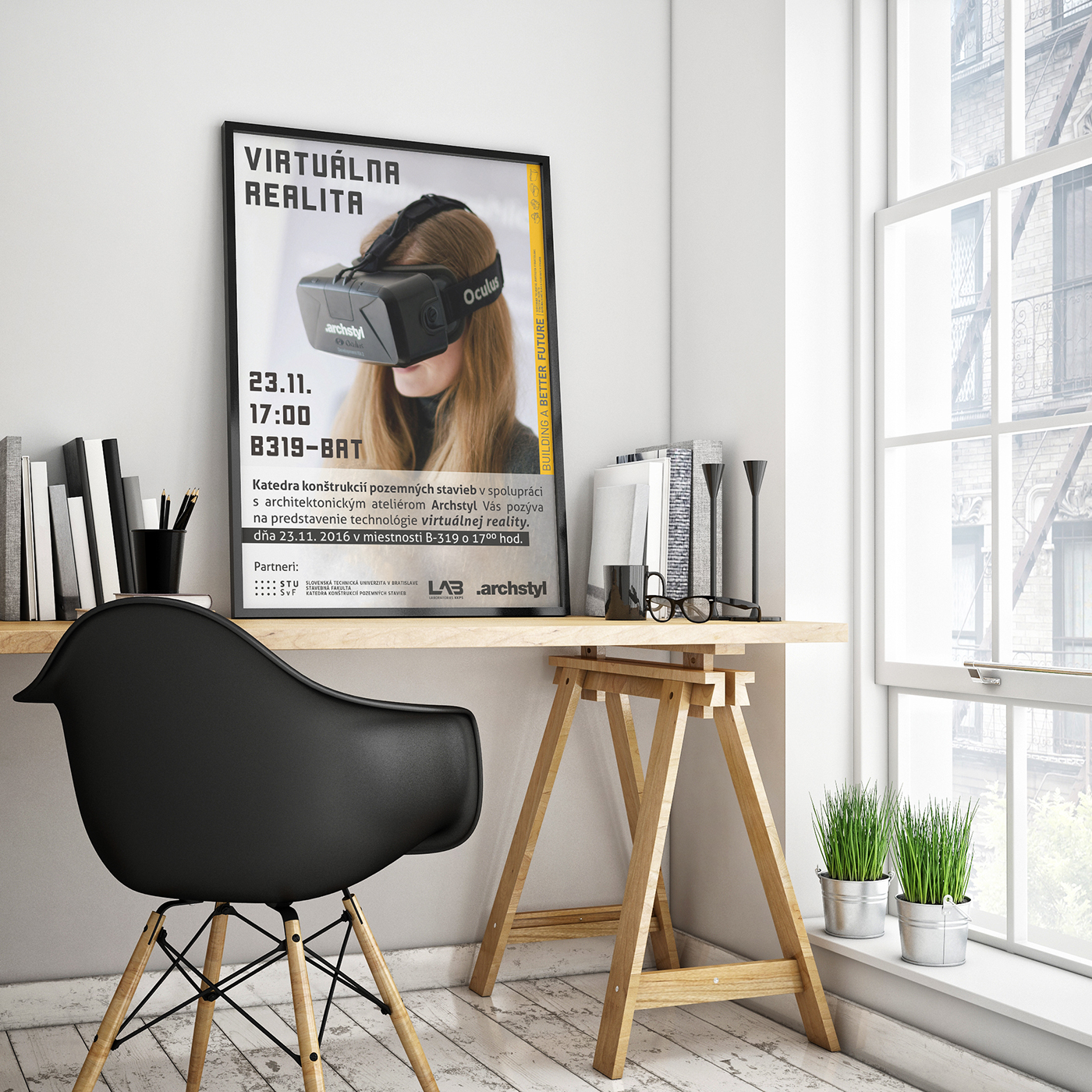 virtual reality Event poster girl vr headset