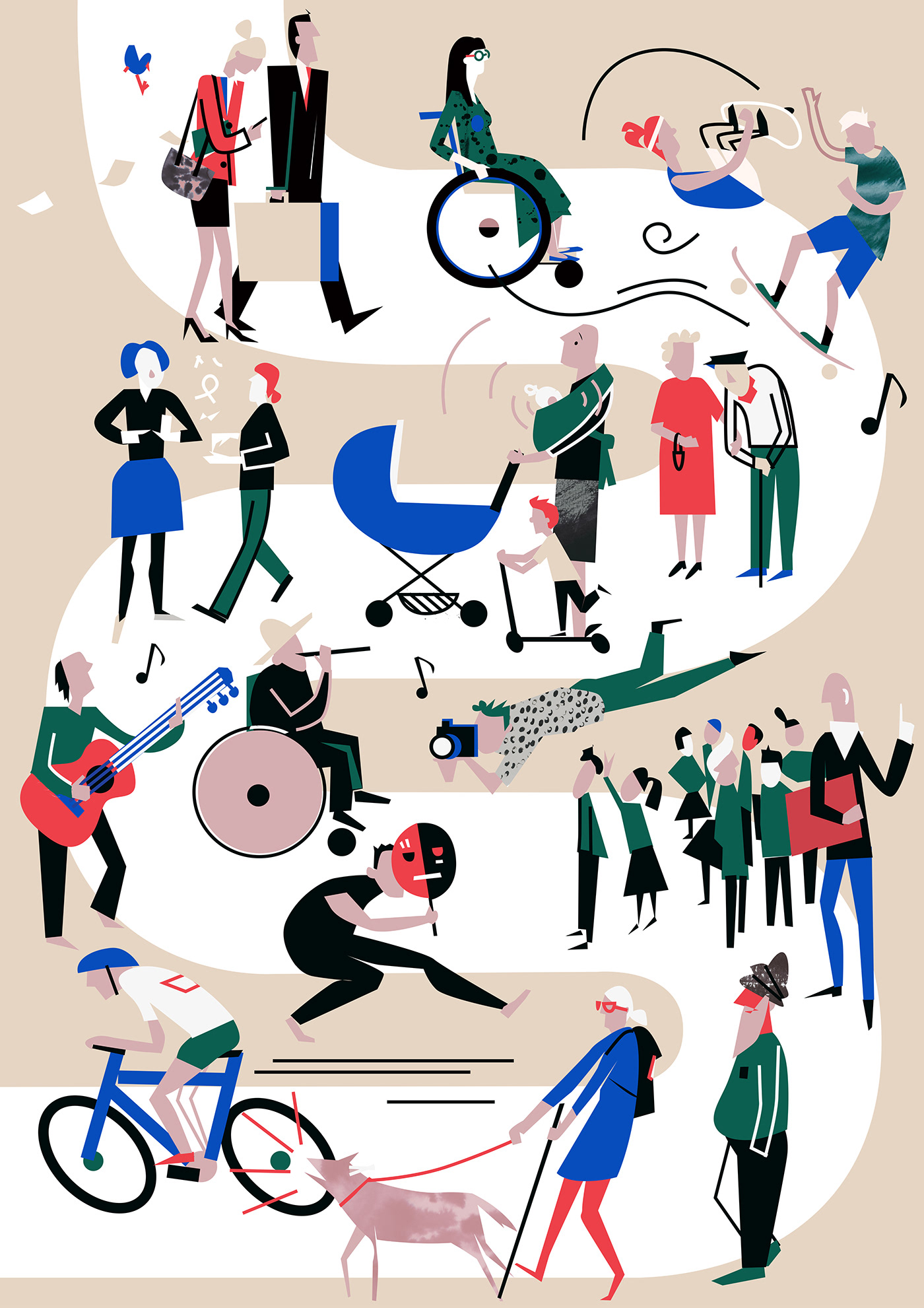 culture Diversity editorial ILLUSTRATION  music old people road sport Young