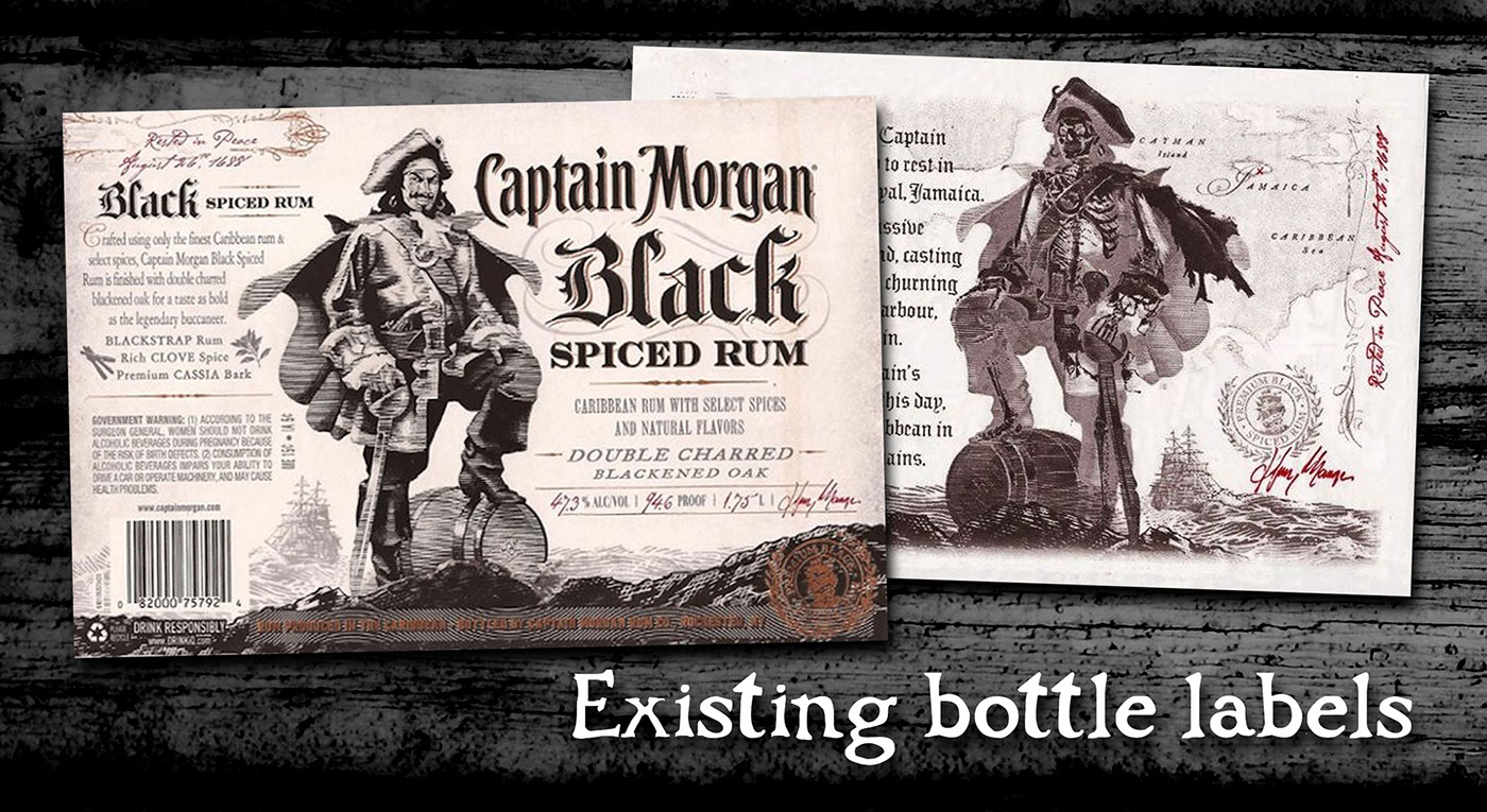 Adobe Portfolio captain morgan alcohol Rum diageo spirit hand drawing pirate zombie bar activation