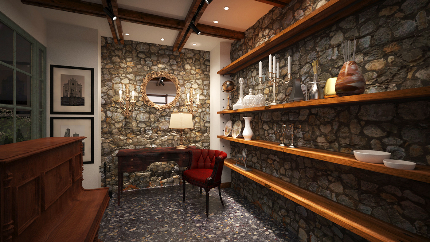 3D architecture interior design  Render showroom vray